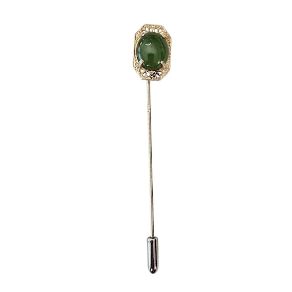 14K Yellow Gold Jade Stick Pin