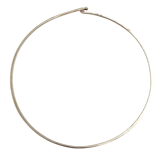 J. Avery Sterling Torque Necklace Choker, Hammered One Side Signed J354