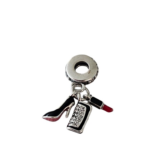 Sterling Silver Lipstick Shoe Bag Dangle Bead Charm L76