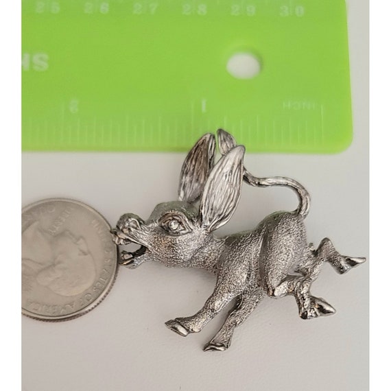 Silver Tone Lively Donkey Mule Figural Pin Brooch - image 5