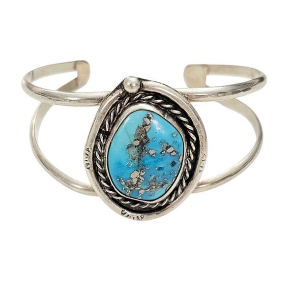 Sterling Silver Morenci Native Turquoise Cuff Bracelet