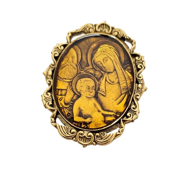 The Vatican Library Collection Mary, Joseph, And Baby Jesus Resin Brooch