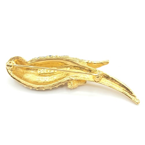 Giorgio Goldtone Red shops Enamel Clear Rhinestone Bird Brooch Signed