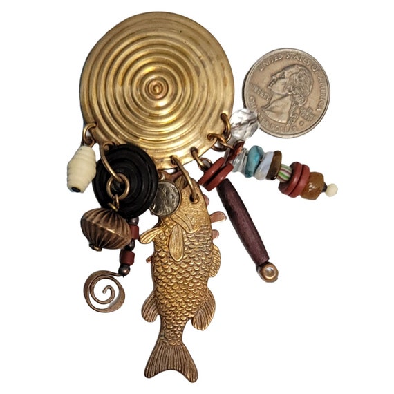 Marjorie Baer Brass Round Spiral, Multi Charm, Fi… - image 2