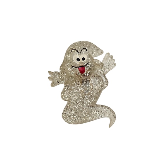 Clear Glitter Ghost Halloween Pin L439