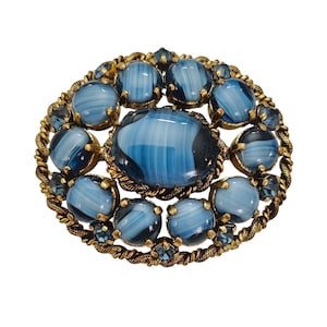 Deutschland Porphyr Blau Kunst Glas Cab Filigrane Oval Brosche