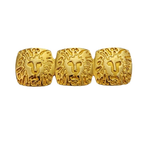 Anne Klein Gold Tone Signature Lions Bar Brooch Pin K58