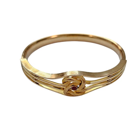 Cam And Co. Gold Filled Celtic Knot Design Hinged Bracelet, Signed