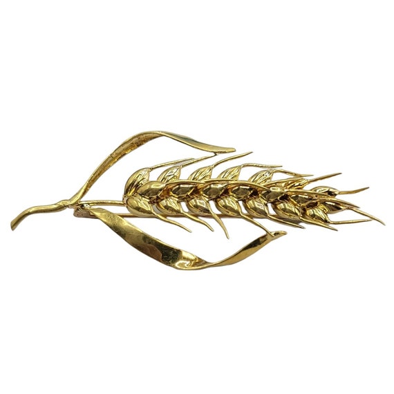 18k Yellow Gold Wheat Brooch, Signed Tiffany, Ita… - image 2
