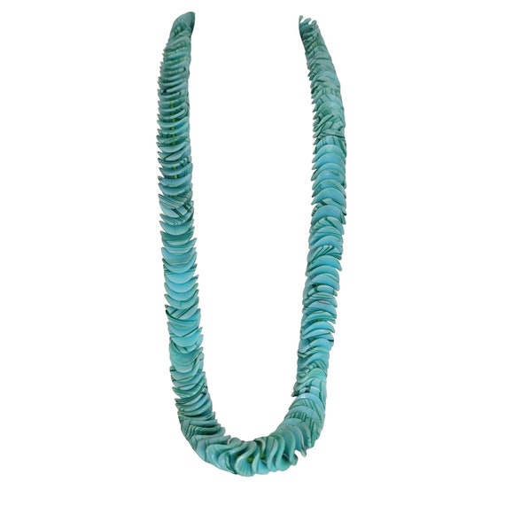 Trifari Crown Over T Turquoise Marbled Taco Shell Shaped Necklace, Signed K147