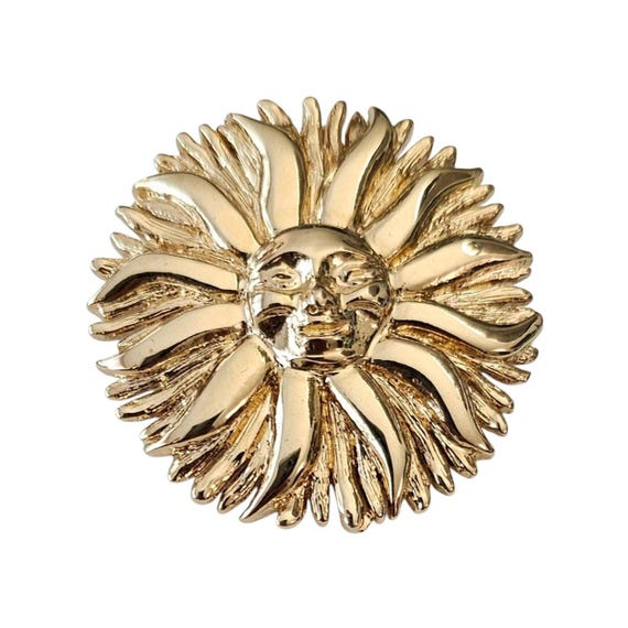 St. John Gold Tone Sun Brooch Signed, J68