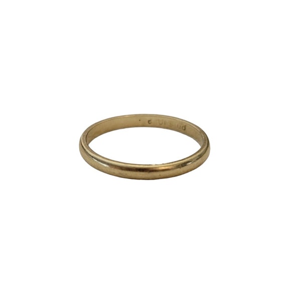 10K Yellow Gold Signed PMS Thin Band Ring, Size 6 E926