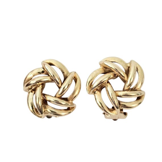 14K Yellow Gold Celtic, Mobius Knot Clip On Earrings