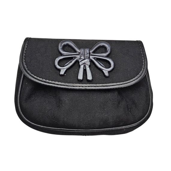 Christian Dior Small Black Signature Fabric, Leather Clutch