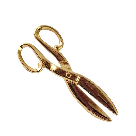 Trifari TM Gold Tone Vintage Scissors Lapel Tie Pin, Signed L82