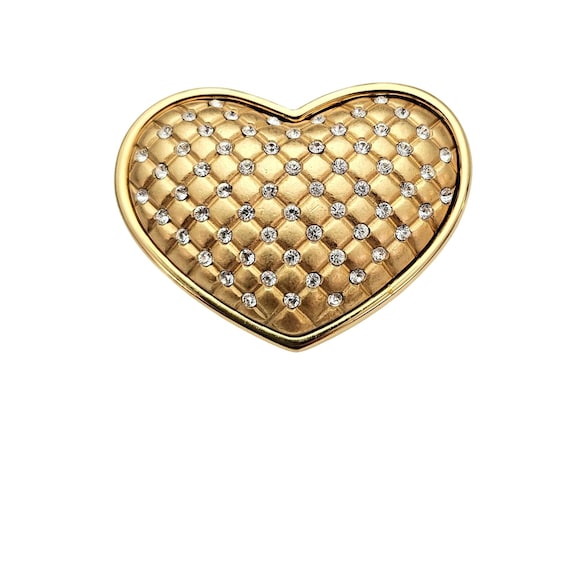 Swarovski Gold Tone Lattice Heart Brooch Clear Crystal Pin Swan Logo Signed C827