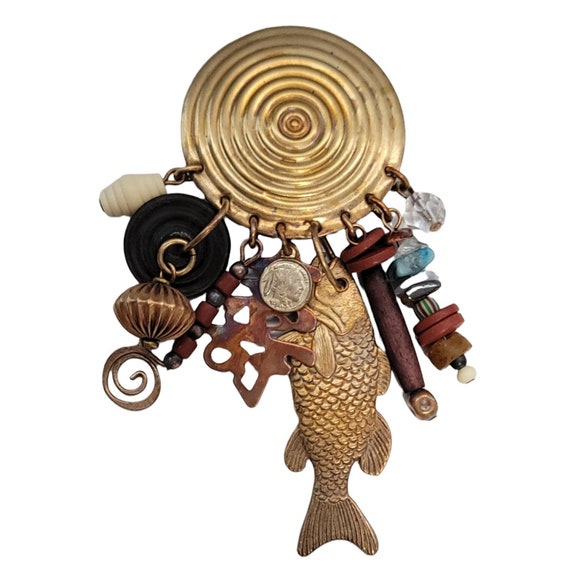 Marjorie Baer Brass Round Spiral, Multi Charm, Fi… - image 3