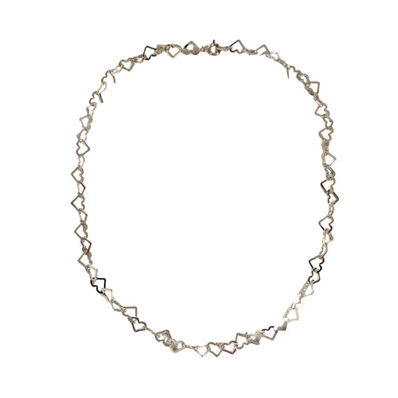 Milor Italy Sterling Silver Open Heart Link Chain Necklace Choker 16" Long, L69