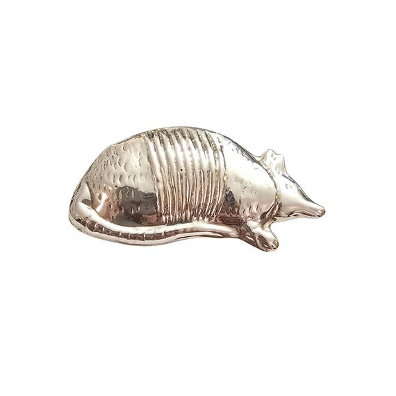 Sterling Silver Puffy Armadillo Brooch Emp-Plat Mexico Pendant Pin J305