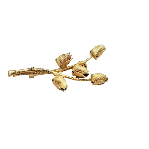 Austria Rose Branch Brooch Textured Pin J392