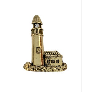 Camco Gold Tone Rhinestone Beacon Lighthouse Brooch Pin, Signed K38