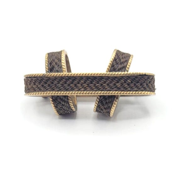 12K Yellow Gold Mourning Braided Hair Brooch Pin, C405