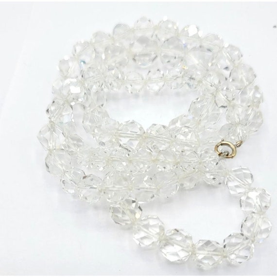 14k Gold Clasp Faceted Knotted Rock Crystal Necklace