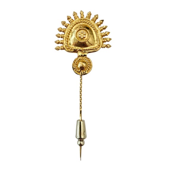 Museum Style Etruscan Tribal Sterling Vermeil Stick Pin J760