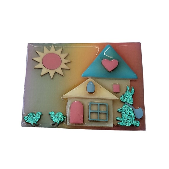 Lucinda Pastel Color Pink Blue House Glitter Bunny Pin L10