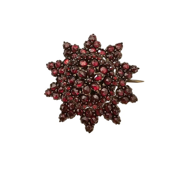 Gold Filled Garnet Star Brooch Bohemian Layered C Clasp Pin J507
