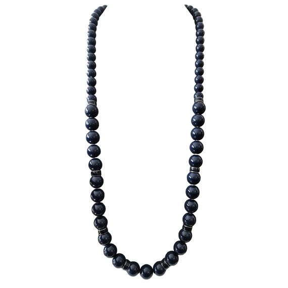 Talbots Blue Beads, Silver Rings And Enamel Stations Necklace E457