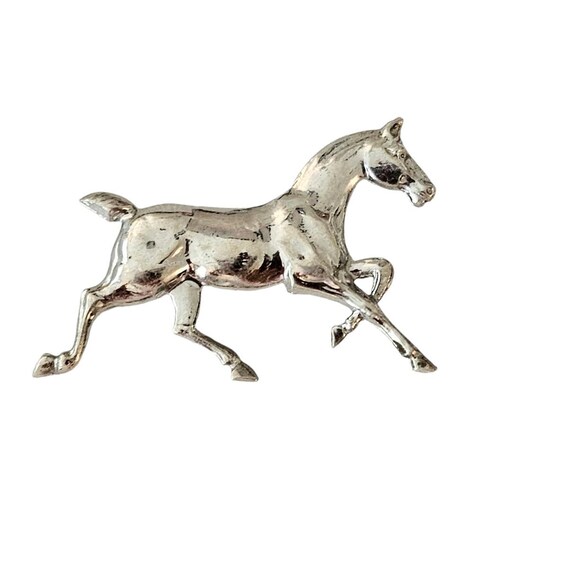 Sterling Silver Hackney Horse Pin Brooch, Repousse Pin L528