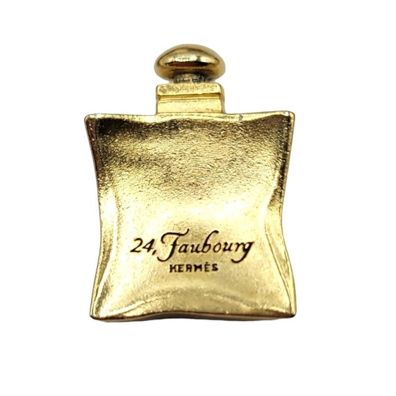 Hermes Faubourg Goldtone Parfum Bottle Brooch Pin Signed
