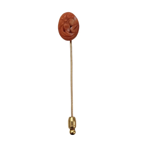 10K Yellow Gold Carved Coral Stick Pin K881