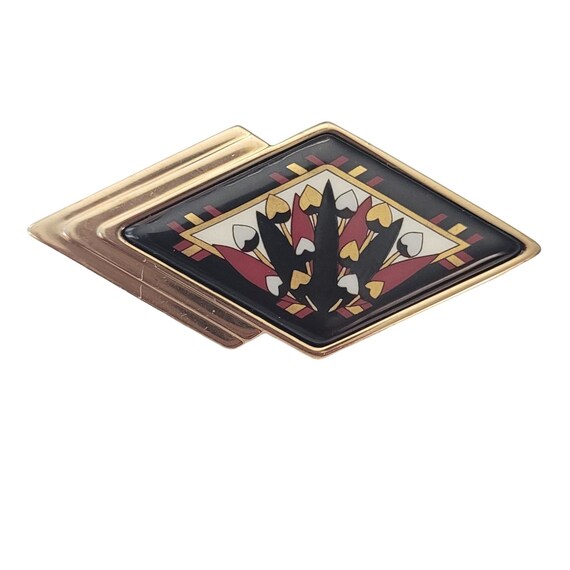Michaela Frey Wien Black Enamel Arrowhead Diamond Shape Pin Brooch, Signed E581