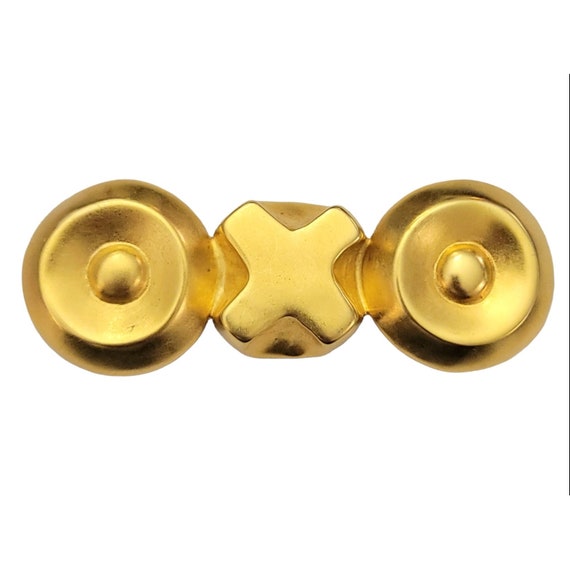 Robert Lee Morris Gold Tone Abstract Modern OXO Bar Brooch, Signed K586
