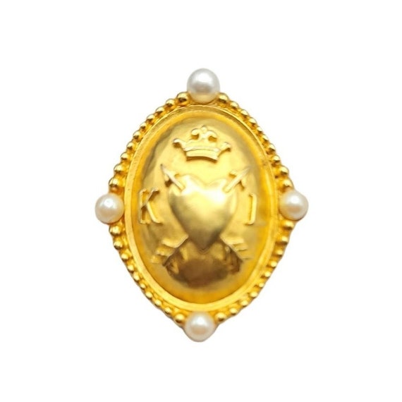 Karl Lagerfeld Goldtone Faux Pearl Signature Pin - image 8