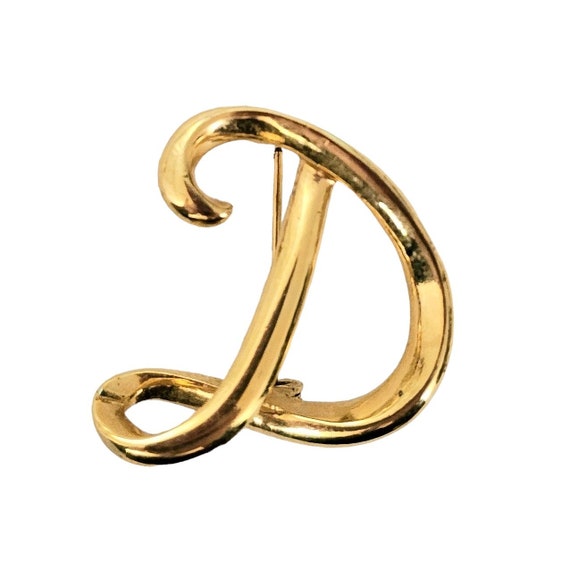 Anne Klein Gold-Tone Letter “D” Monogram Brooch Pin, Signed L103
