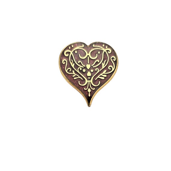 MMA Metropolitan Museum of Art Red Enamel Heart Pin Signed C836