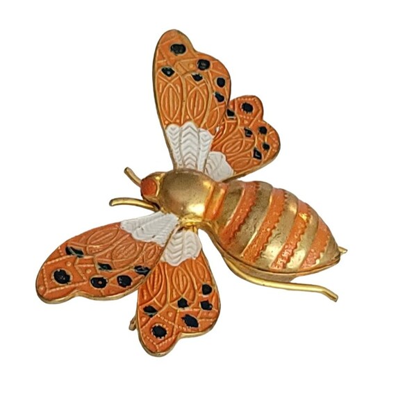 Spain Enamel Toledo Ware Metal Insect Moth Brooch… - image 7