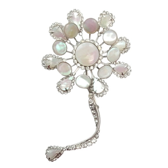 Hattie Carnegie Silver Tone Statement Mother Of P… - image 3