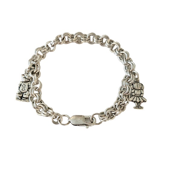 Sterling Silver 925 Double Round Ring Boy Girl Charm Chain Bracelet L48