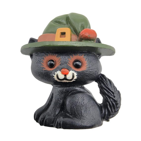 Hallmark Card Inc. Vintage Halloween Black Witch Kitten Cat Figural Pin