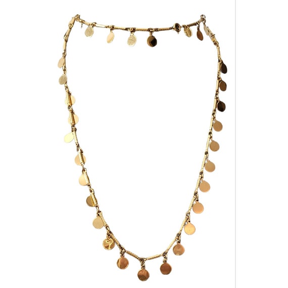 Vendome Vintage Gold-Tone Round Disc Single Strand Station Necklace, Signed 36" Long