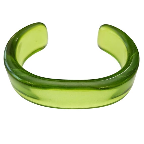 Green Vintage Lucite Thick Cuff Bracelet J685