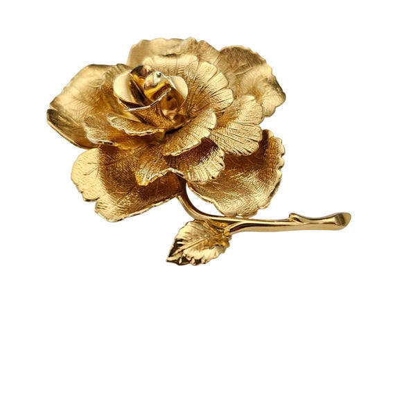 Monet Vintage Gold Tone Dimensional Flower Brooch Signed, J758