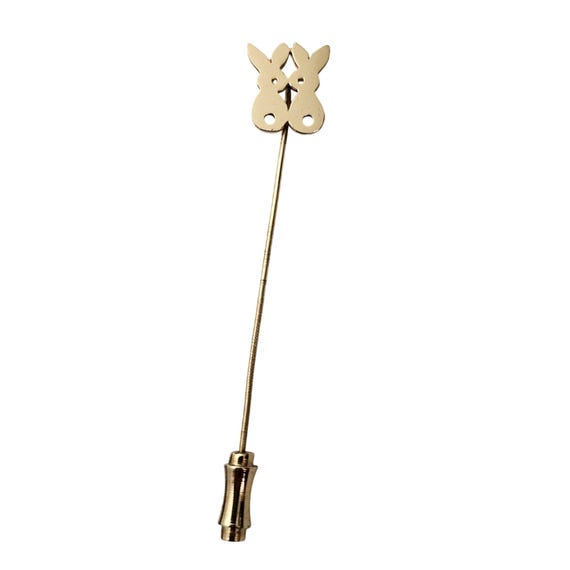14K Gold Bunny Lapel Stick Pin Rabbit Pair, Couple J865