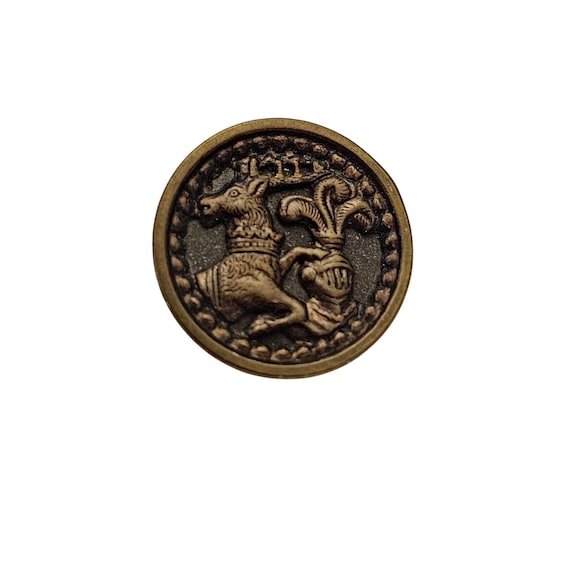 Vintage Heraldic Shank Button Deer, Stag Knight Helmet J958