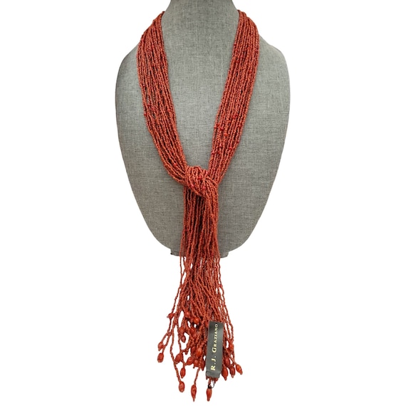 R.J. Graziano Seed Bead Open End Multi-Strand Lariat Style Necklace 52” Long K768