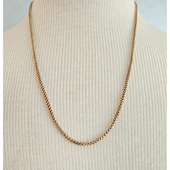 14K Yellow Gold Round Box Chain Necklace, 9.4 Grams